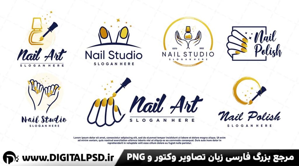 مجموعه لوگو کاشت ناخن با رنگ زرد