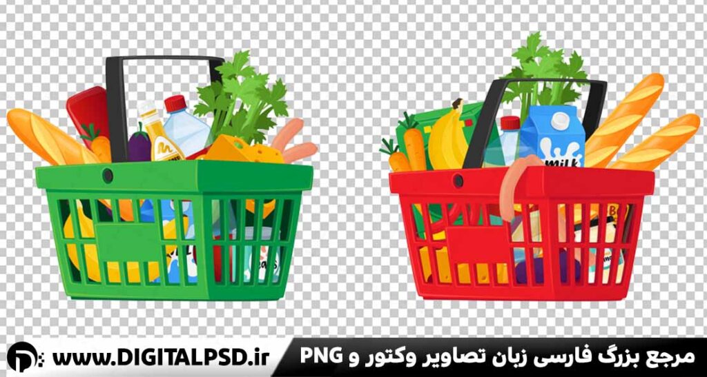 دانلود وکتور با کیفیت سبد مواد غذایی