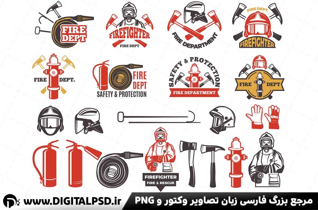 مجموعه وکتور لوگو آتش نشانی