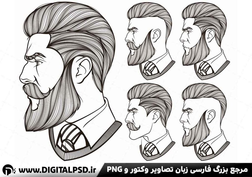 دانلود وکتور مدل مو مردانه