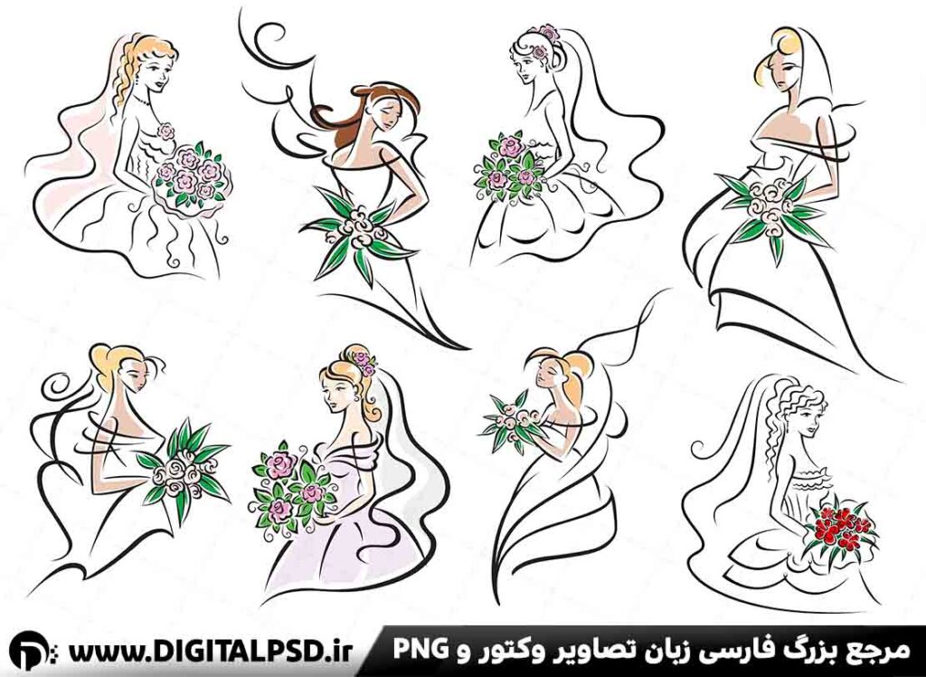 خرید مجموعه وکتور عروس باکیفیت بالا