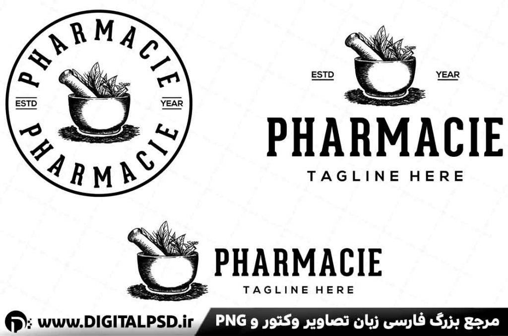 لوگو داروخانه گیاهی سیاه و سفید