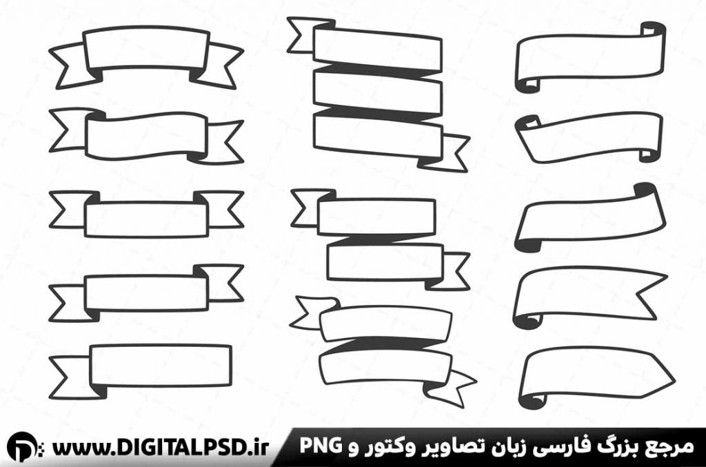 مجموعه وکتور انواع روبان خطی