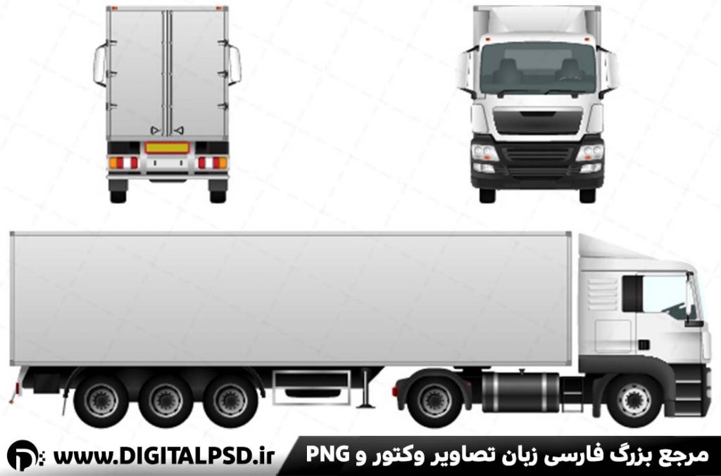 وکتور کامیون و تریلی سفید
