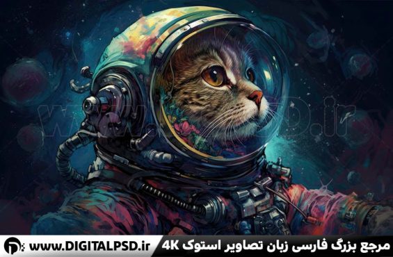 دانلود والپیپر کارتونی گربه فضانورد