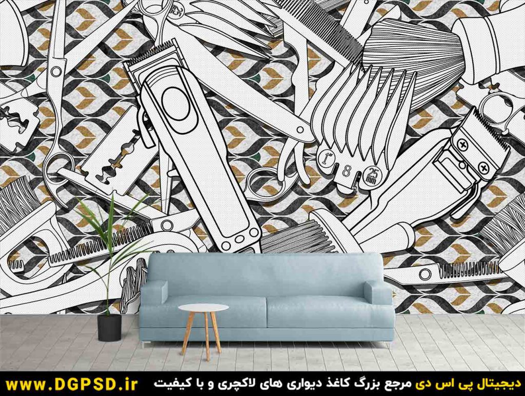 خرید طرح کاغذ دیواری آرایشگاه مردانه زیبا
