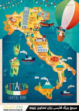 وکتور نقشه گردشگری ایتالیا