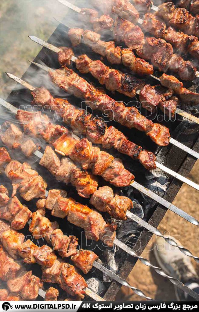 نمونه عکس با کیفیت کباب چنجه روی منقل