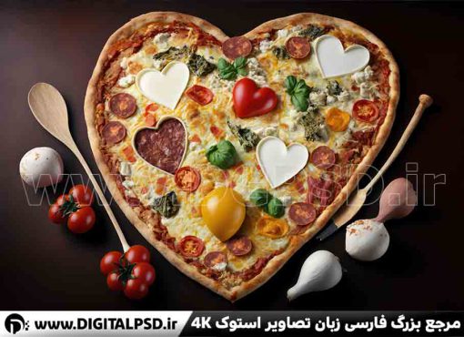 دانلود عکس با کیفیت پیتزا به شکل قلب