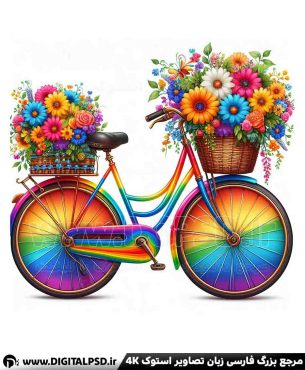 دانلود عکس با کیفیت دوچرخه با سبد گل