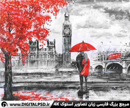 دانلود عکس نقاشی عاشقانه شهر لندن