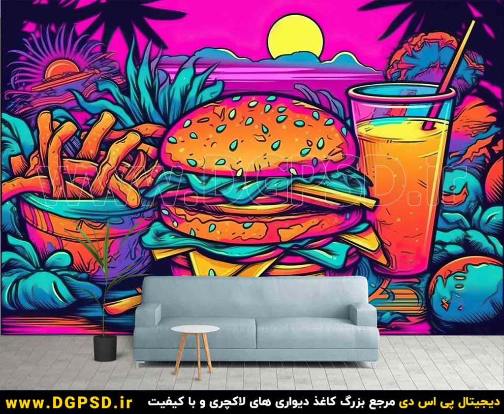 طرح کاغذ دیواری فست فودی کد3