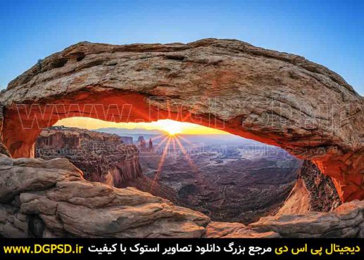 دانلود عکس صخره و غروب خورشید 