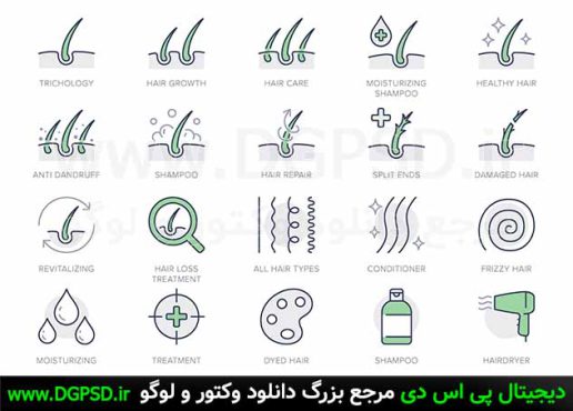 دانلود 20 وکتور کاشت مو حرفه‌ای