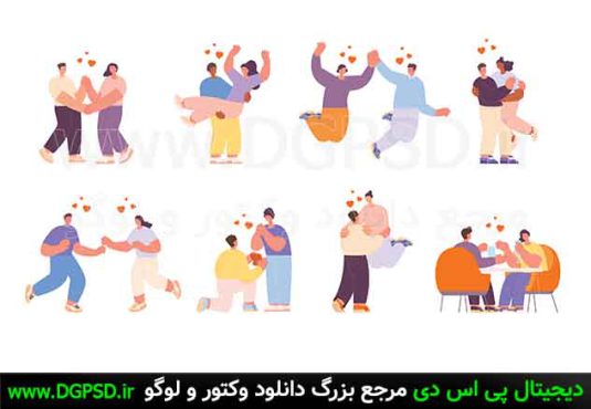 وکتور کارتونی زوج های عاشق | وکتور ولنتاین