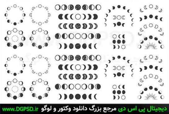 وکتور انواع ماه برای تتو مینیمال