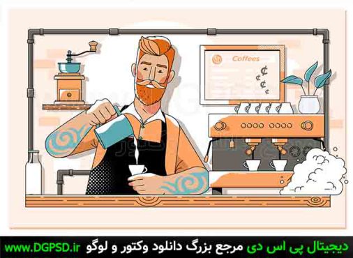 وکتور کارتونی باریستا | وکتور کافه