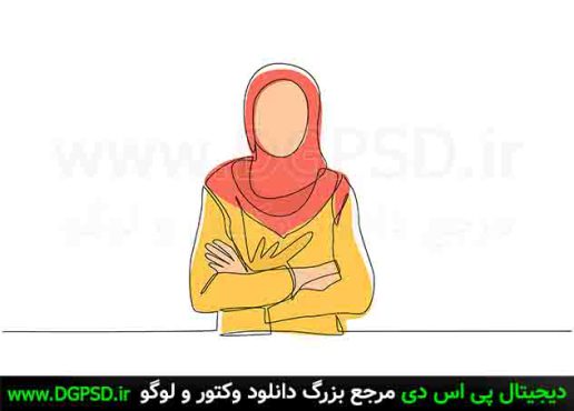 وکتور خطی دختر حجابی با روسری قرمز