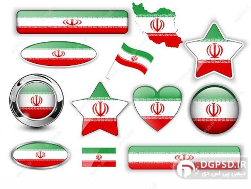 مجموعه وکتور پرچم ایران با اشکال مختلف