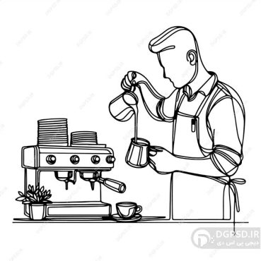 وکتور باریستا نقاشی شده با یک خط