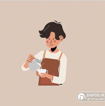 وکتور کارتونی پسر جوان باریستا