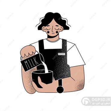 نمونه وکتور کارتونی پسر جوان باریستا