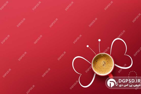 عکس فنجان قهوه با زمینه قرمز
