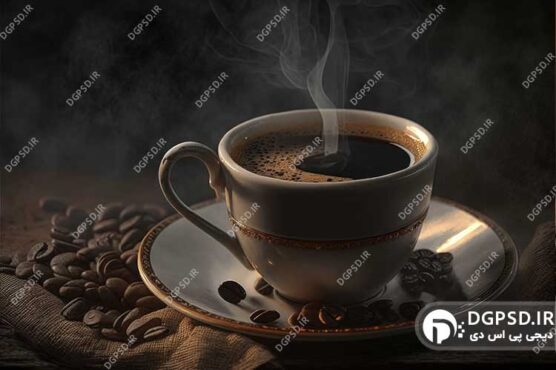 تصویر با کیفیت فنجان قهوه داغ