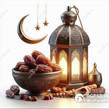 عکس خرما و فانوس با زمینه سفید