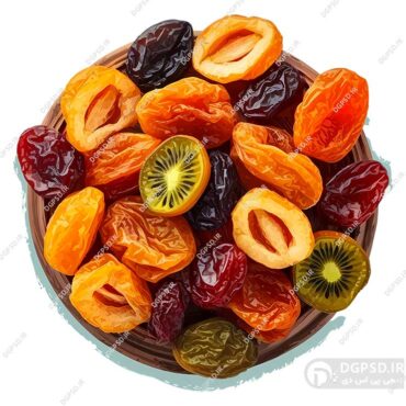 عکس با کیفیت یک کاسه میوه خشک شده
