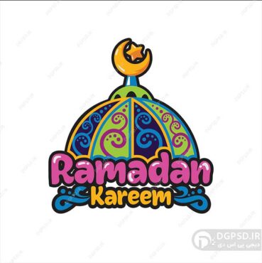 وکتور کارتونی ماه مبارک مضان با مناره مسجد