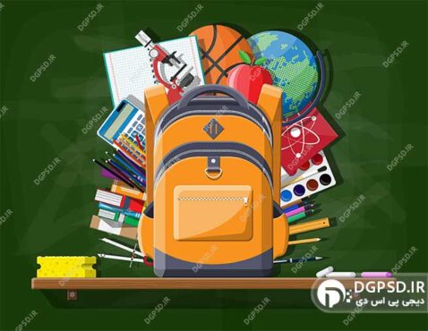 نمونه وکتور انواع وسایل مدرسه کارتونی