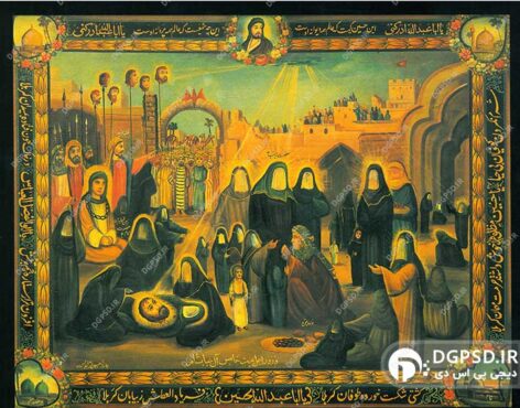 عکس نقاشی قهوه خانه‌ای فریاد العطش ز بیابان کربلا